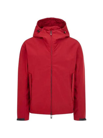 Men s Two way Zipper High Neck Hooded Jacket Red - EMPORIO ARMANI - BALAAN 1