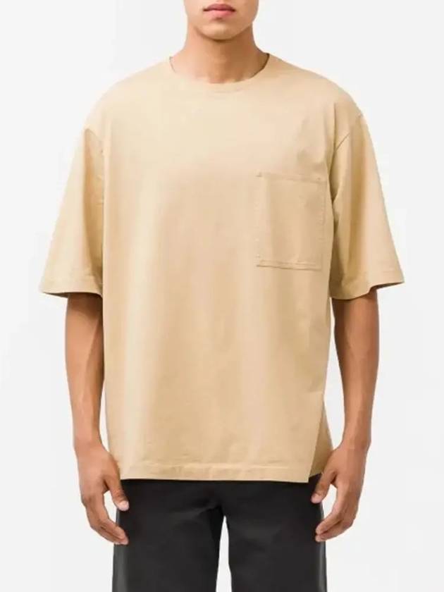 Men's Boxy Jersey Woven Pocket Short Sleeve T-Shirt Beige - LEMAIRE - BALAAN 6