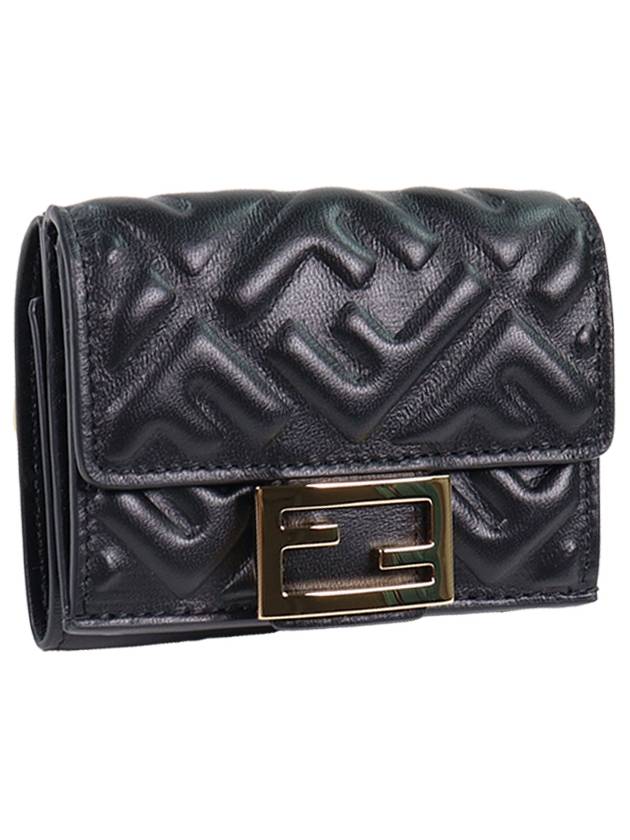 FF Baguette Flap Card Half Wallet Black - FENDI - BALAAN 4