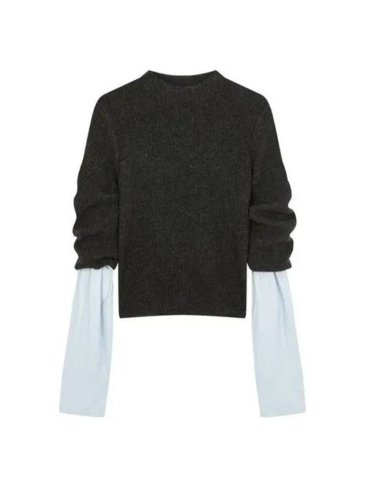 alexanderwang t ribbed shirt cuffs knit charcoal - ALEXANDER WANG - BALAAN 1