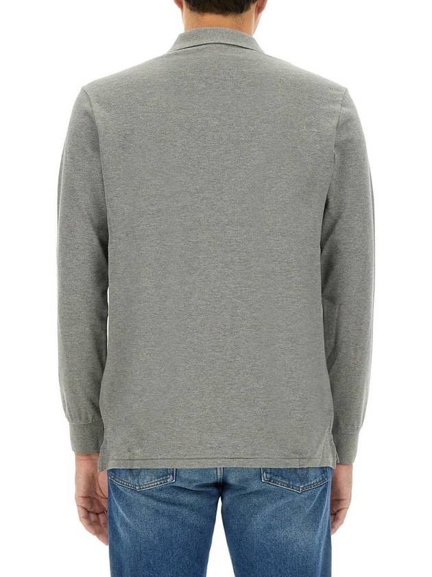 Zebra Patch Long Sleeve Polo Shirt Grey - PAUL SMITH - BALAAN 4