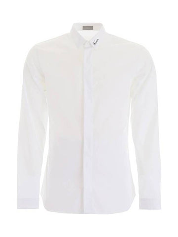 Signature Embroidered Long Sleeve Shirt White - DIOR - BALAAN 1