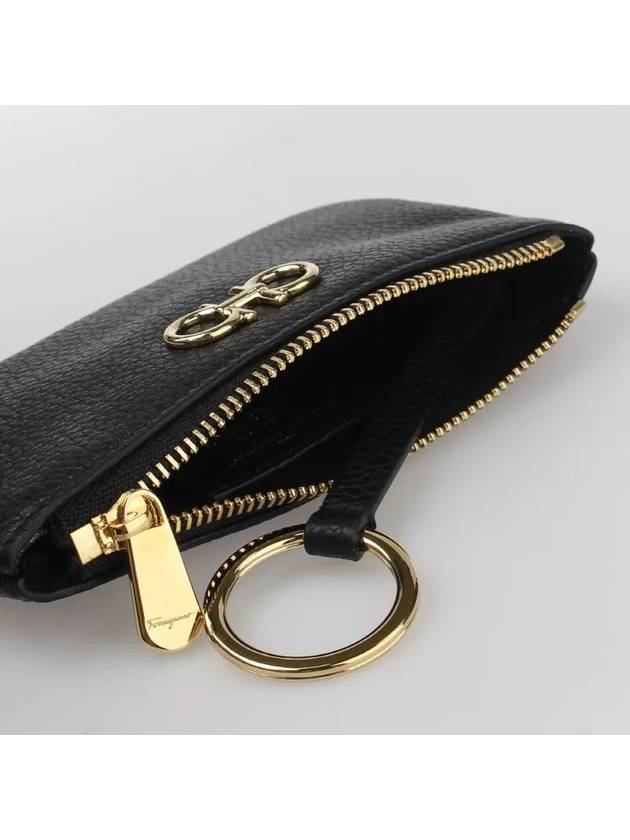 Gancini Leather Coin Key Holder Black - SALVATORE FERRAGAMO - BALAAN 4