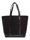 Cabas Moyen Sequin Tote Bag Black - VANESSA BRUNO - BALAAN 4