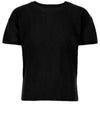 Pleated Short Slevee T-Shirt Black - ISSEY MIYAKE - BALAAN 2