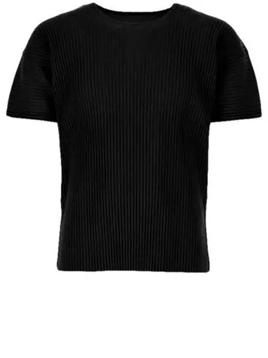 Pleated Short Slevee T-Shirt Black - ISSEY MIYAKE - BALAAN 2