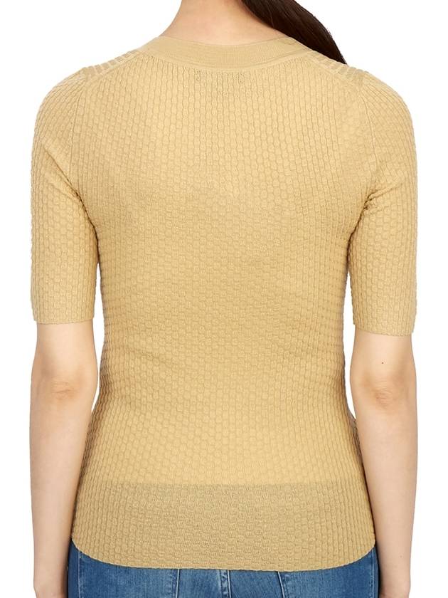 Women's Wool Short Sleeved Knit Top Beige - THEORY - BALAAN 5