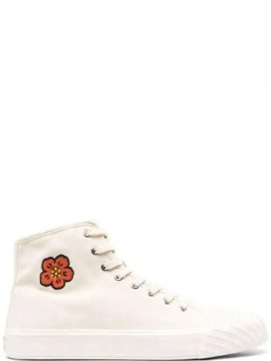 School Boke Flower Cotton High-Top Sneakers Cream - KENZO - BALAAN 2