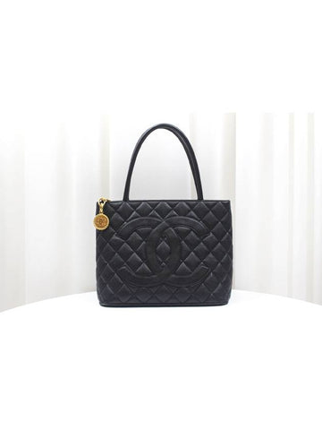 Medallion Gold Caviar Coin Tote Bag Black 7th Division A01804 - CHANEL - BALAAN 1