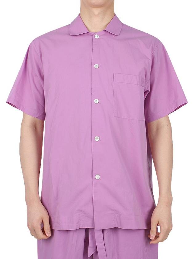 Poplin Pajamas Organic Cotton Short Sleeve Shirt Pink - TEKLA - 2