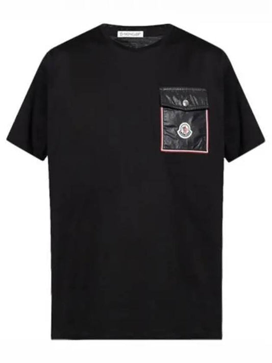 8C00056 8390Y 999 Pocket Logo Patch Round Short Sleeve T Shirt Black Men s TJ 271355 - MONCLER - BALAAN 1