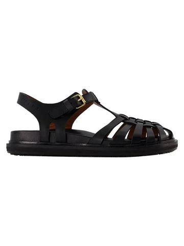 Leather Fisherman's Sandals Black - MARNI - BALAAN.