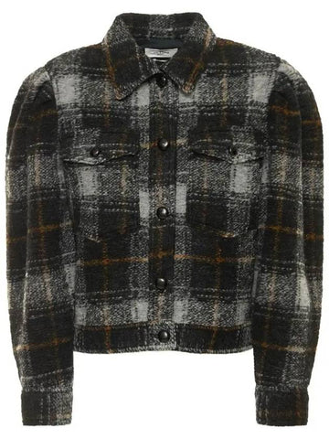 LEIKO Check Shirt Jacket Charcoal MA1204 22A012E 02AN - ISABEL MARANT - BALAAN 1