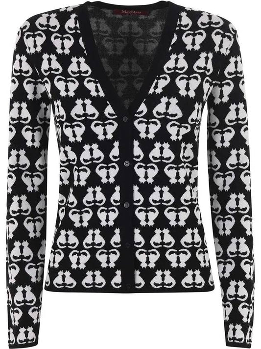 22FW OTTAVO cat pattern cardigan black 63461129 008 - MAX MARA - BALAAN 1