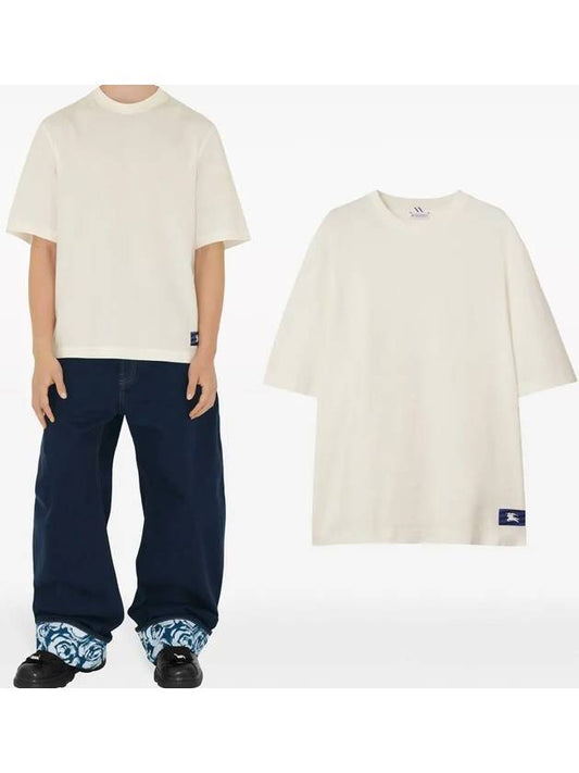 Logo Patch Cotton Jersey Short Sleeve T-Shirt Ivory - BURBERRY - BALAAN 2