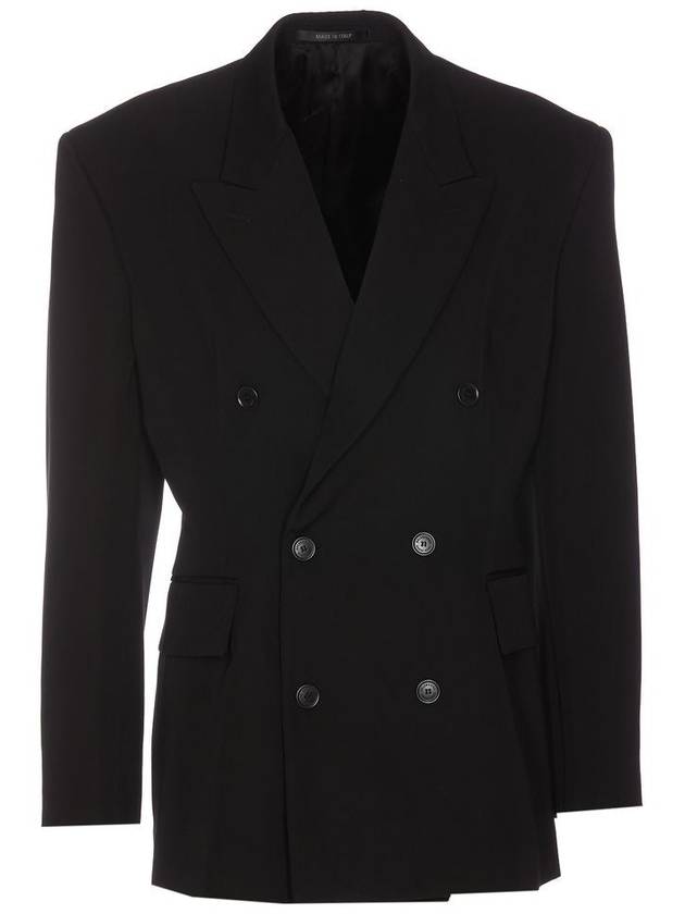 Cinched Double Breasted Wool Jacket Black - BALENCIAGA - BALAAN 2