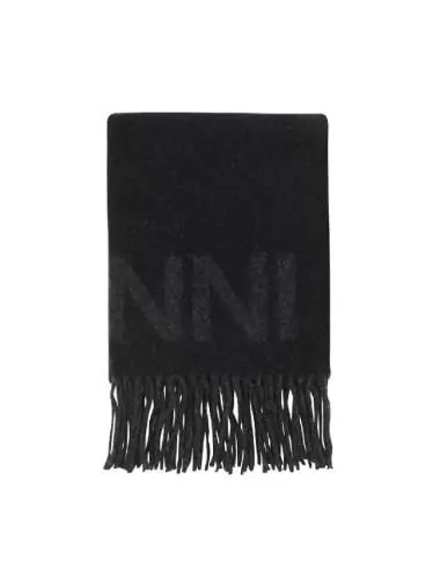 Logo Fringe Muffler Black - GANNI - BALAAN 2