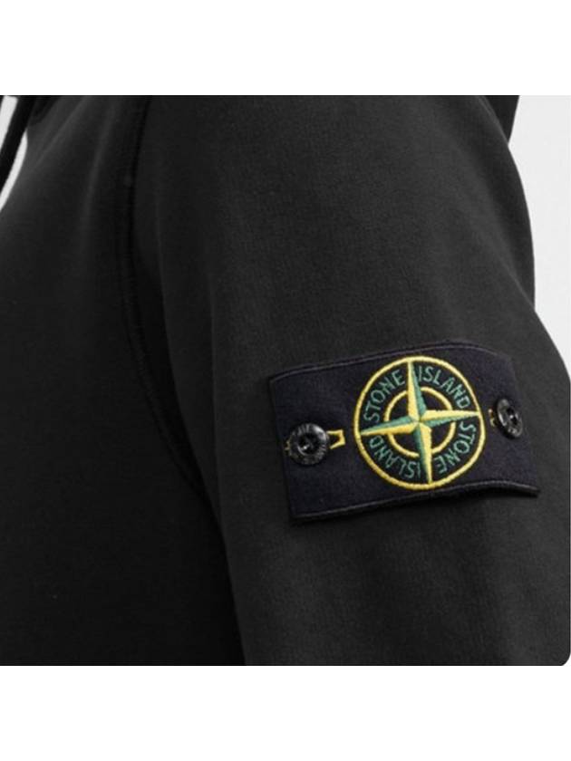 Wappen Patch Cotton Fleece Hoodie Black - STONE ISLAND - BALAAN 4