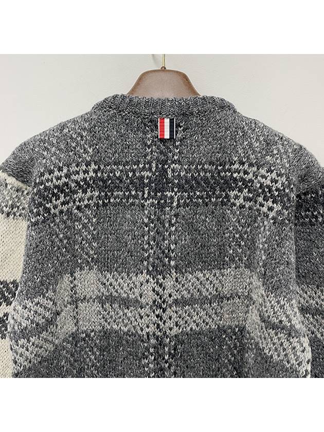 Tartan Check Jacquard Wool Mohair Knit Top Grey - THOM BROWNE - BALAAN 9