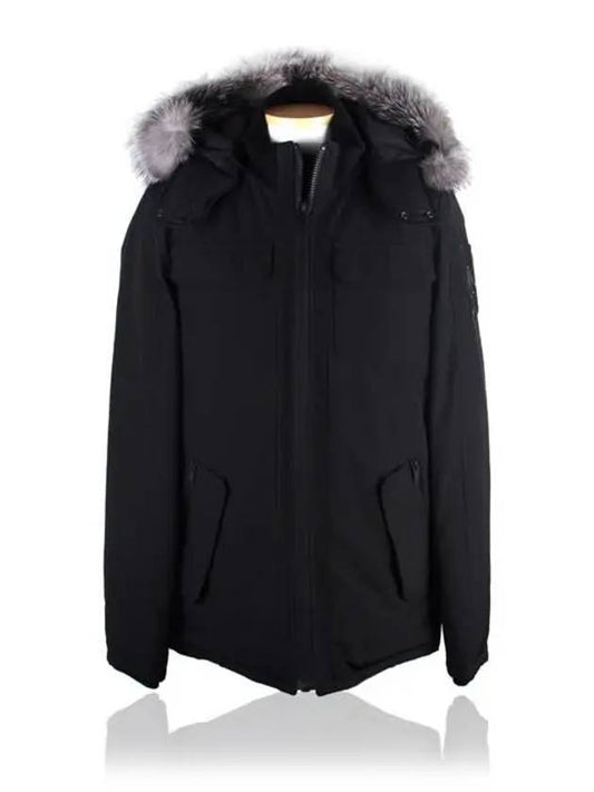 Lingan Hooded Padded Frost Fox Fur Black - MOOSE KNUCKLES - BALAAN 2