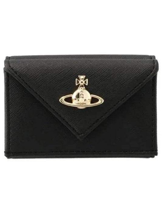 Logo Plaque Foldover Half Wallet Black - VIVIENNE WESTWOOD - BALAAN 2