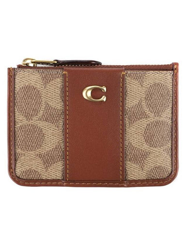 Signature Canvas Mini Skinny Card Wallet Tan - COACH - BALAAN 1