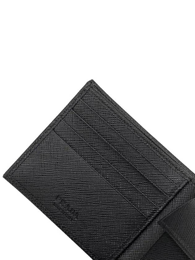 Saffiano Coin Pocket Triagle Logo Leather Wallet Black - PRADA - BALAAN 7