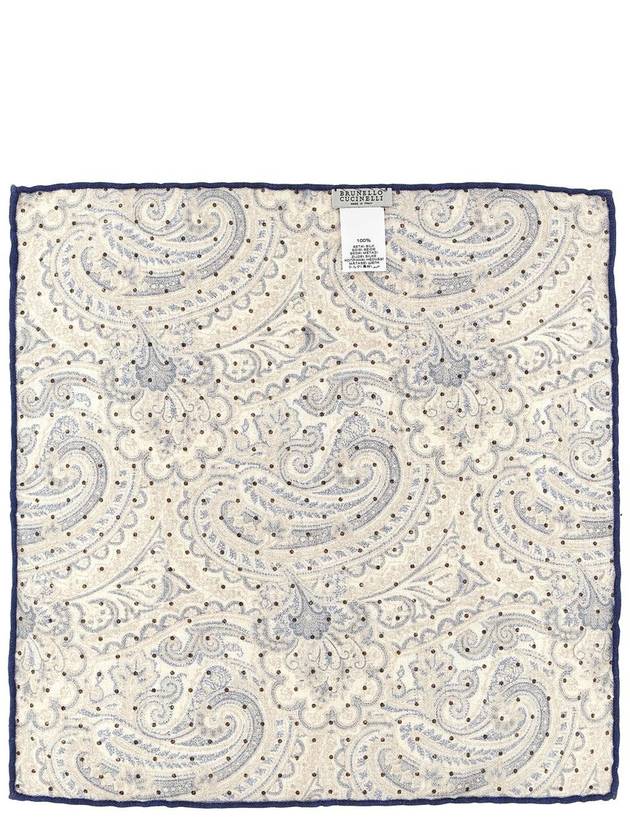 Paisley Print Reversible Silk Pocket Square MR8720091CEY66 - BRUNELLO CUCINELLI - BALAAN 3