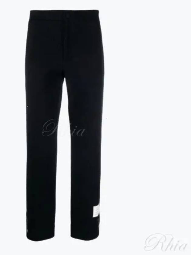 Seersucker Loopback 4 Button Vent Straight Pants Navy - THOM BROWNE - BALAAN 2