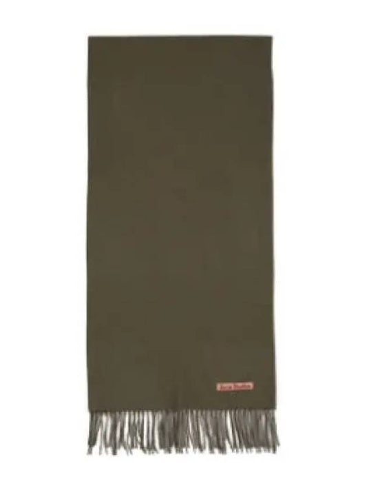 Fringe wool muffler khaki green scarf - ACNE STUDIOS - BALAAN 1