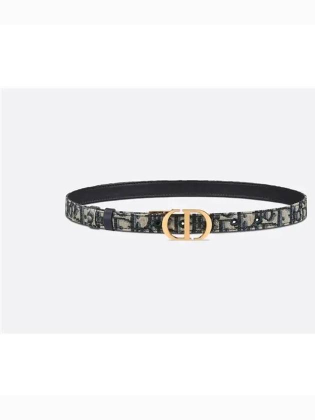 30 Montaigne Gold Hardware Jacquard Reversible Leather Belt Black Blue - DIOR - BALAAN 2