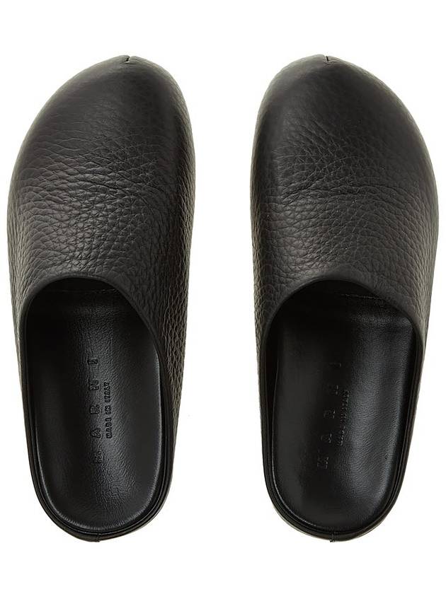 Logo Grain Leather Mule Black - MARNI - BALAAN 7