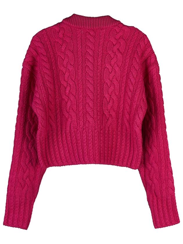 Cable Wool Knit Top Fuchsia - AMI - BALAAN 3