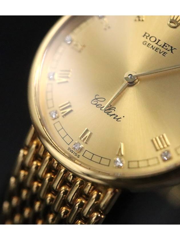 Women s Rolex 5041 26MM 18K Yellow Gold Manual Cellini 11P Diamond Watch gt Gangbuk used luxury goods - ROLEX - BALAAN 5