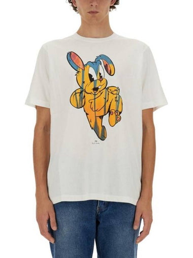 Painted Bunny Print Short Sleeve T-Shirt White - PAUL SMITH - BALAAN 1