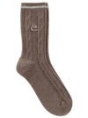 Cashmere Blend Cable Medium Neck Socks Brown - LACOSTE - BALAAN 1