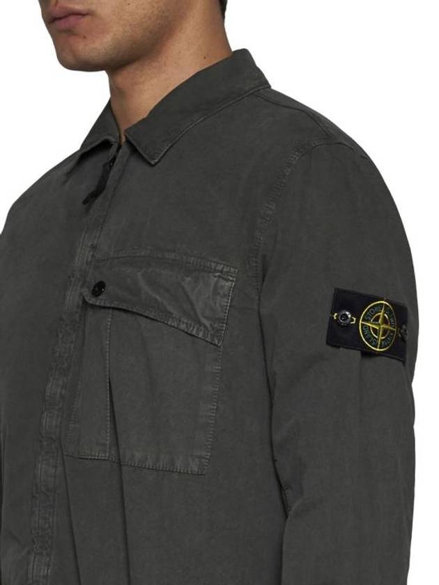 Old Treatment Garment Dyed Overshirt Jacket Dark Green - STONE ISLAND - BALAAN 6