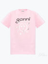 Logo Print Organic Cotton Short Sleeve T-Shirt Pink - GANNI - BALAAN 2