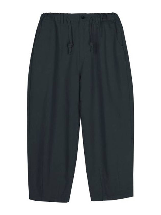 BALLOON FIT WIDE COTTON PANTS BLUISH NAVY - ZIZEMUSEUM - BALAAN 1