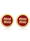 Enameled Metal Earrings Red - MIU MIU - BALAAN 3