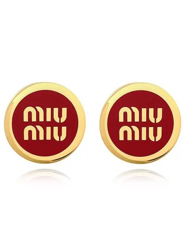 Enameled Metal Earrings Red - MIU MIU - BALAAN 4