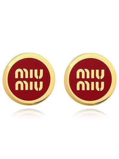 Enameled Metal Earrings Red - MIU MIU - BALAAN 2