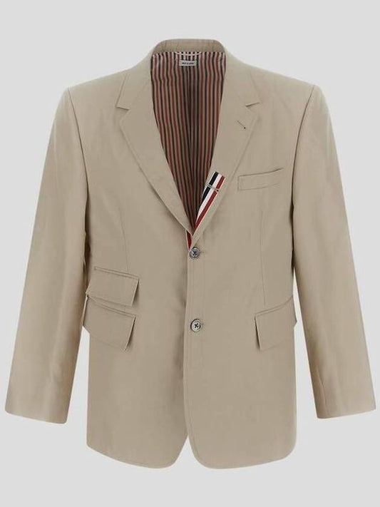 Typewriter Cloth Grosgrain Placket Sport Jacket Beige - THOM BROWNE - BALAAN 2