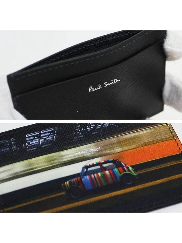 Commuter Mini Print Card Wallet Black - PAUL SMITH - BALAAN 6