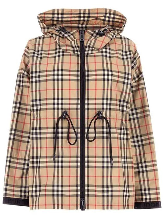 Women's Back-tone Check Zip-up Hooded Jacket Beige - BURBERRY - BALAAN 2