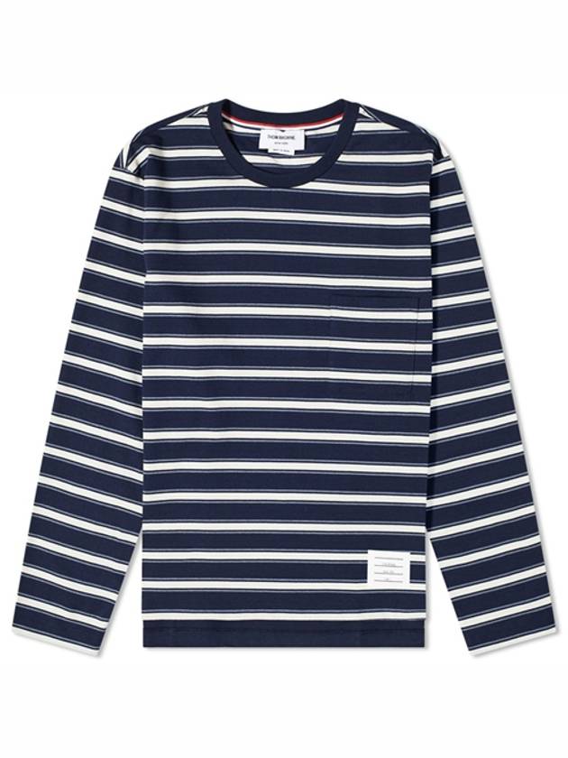 Stripe Jersey Oversized Long Sleeve T-Shirt Navy - THOM BROWNE - BALAAN 2