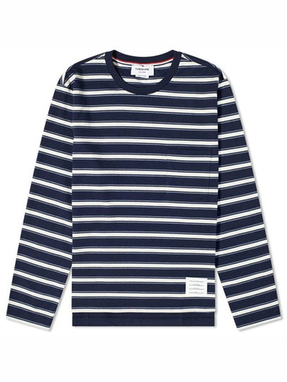 Stripe Jersey Oversized Long Sleeve T-Shirt Navy - THOM BROWNE - BALAAN 2