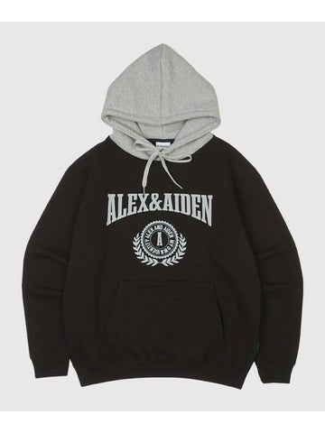 College logo color matching brushed hoodie black - ALEX&AIDEN - BALAAN 1