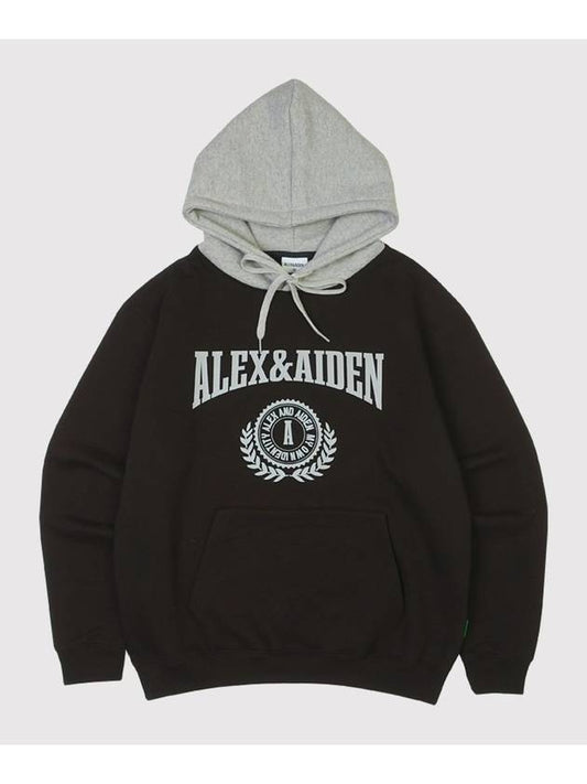 College logo color matching brushed hoodie black - ALEX&AIDEN - BALAAN 2