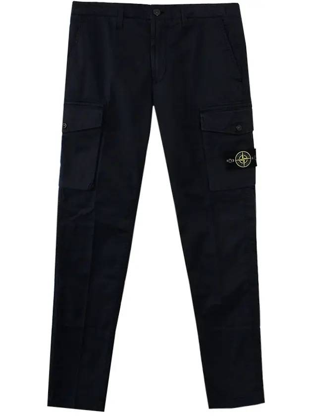 Men's Stretch Cotton Cargo Straight Pants Navy - STONE ISLAND - BALAAN 1